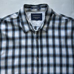 Scotch & Soda Monsieur Scotch Mens L‎ Blue White Plaid Button Up Long Sleeve